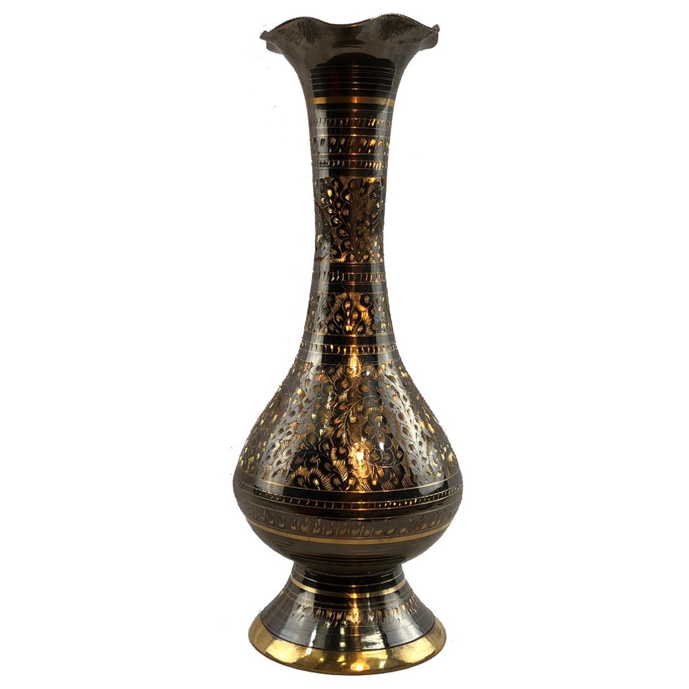 Natural Geo Brass Elegant Black/Gold 11" Table Vase