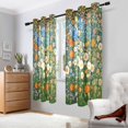 thumbnail image 2 of Yayeee Window Curtains Light Filtering 63"x52" Grommet Panel Pair Home Living Room Decor, Orange Floral Garden, 2 of 7