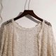 thumbnail image 4 of Women Flare Long Sleeve Knitted Cardigan Hollow Out Crochet Mesh Net Open Front Cropped for Jacket Thin Beach Cover Up T apricot, 4 of 4