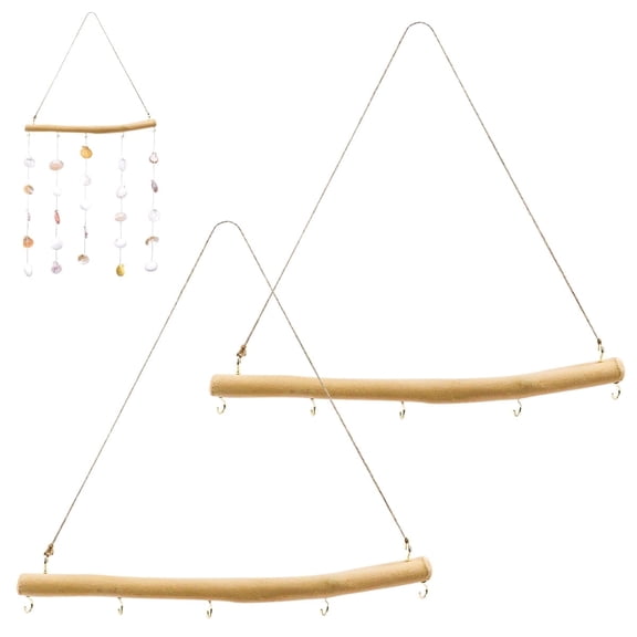 Natural Driftwood Decorative Branches with 5 Hooks - Rustic Jewelry Organizer for Farmhouse,Boho Home Decor,15 inch,2 Pcs