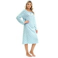 thumbnail image 2 of EFINNY Women's Nightgown Long Sleeve Soft Comfy Sleepwear Henley Neck Button Down Nightdress Retro Polka Dot Mid-Length Nightshirt,S, 2 of 6