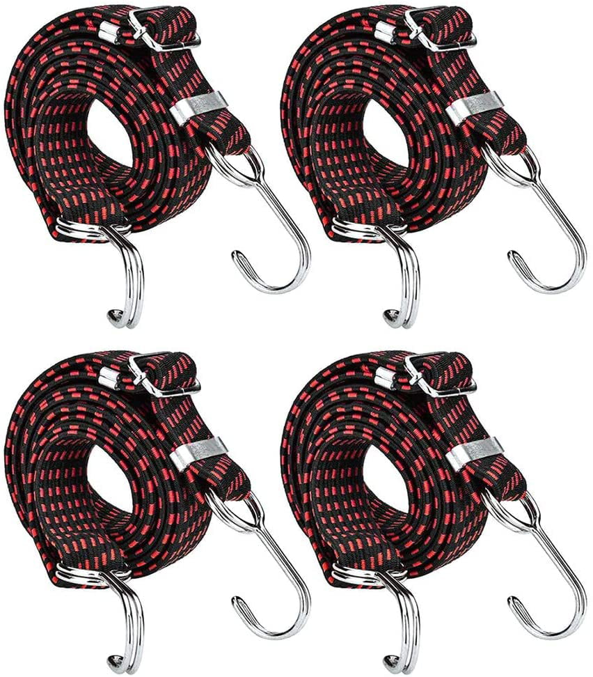 Adjustable Flat Bungee Cords 80" 4 Pack Latex Bungee Straps With Adjus 