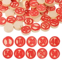 Clispeed Wood Bingo Chess Pieces Set with Red Color for Game Replacement and Board Games Pawns 2 Sets