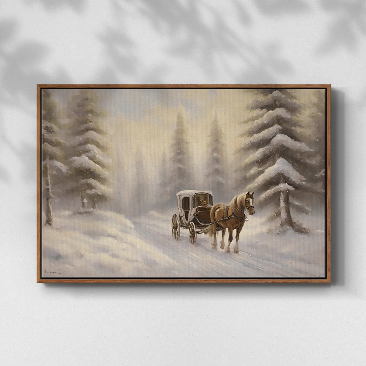 Vintage Landscape-CLXXI By Wexford Home Framed in Walnut Wood Gallery Wrapped Canvas 27 in. x 41 in.
