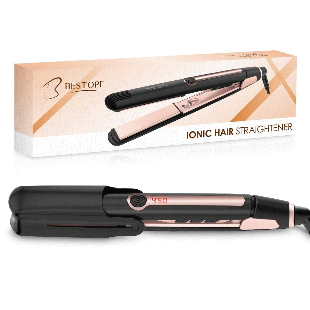 BESTOPE Hair Straighteners Ionic Tourmaline Ceramic Straighteners