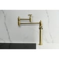 thumbnail image 3 of Kingston Brass KS3707RKX Webb Deck Mount Pot Filler Faucet with Knurled Handle, Brushed Brass, 3 of 7