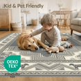 thumbnail image 4 of ODIKA 8'x10' Washable Area Rug Durable, Non-Slip Round Boho Cow Print Geometric Border Circle Abstract Neutral for Living Room, Under Sectional, Family, 4 of 7
