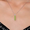 thumbnail image 3 of Gem Stone King 925 Sterling Silver Green Peridot and Diamond 3 Stone Pendant Necklace for Women (1.54 Cttw, Gemstone Birthstone, Round 5MM, with 18 inch Silver Chain), 3 of 6