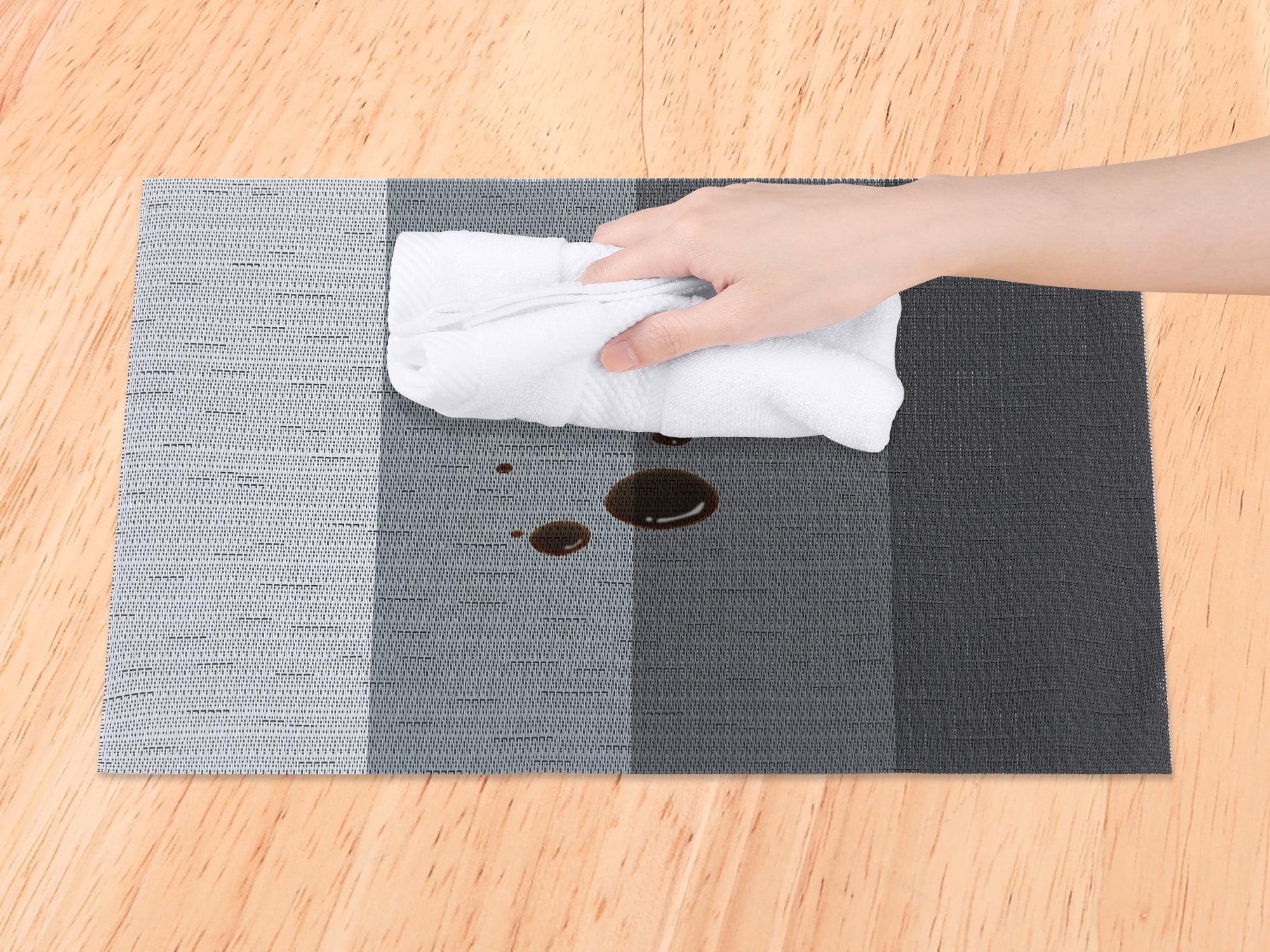 Unique Bargains 8 Packs Placemats for Kitchen Dining Table Decor Washable Gray 18x12in