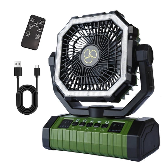 Necvior Camping Fan With Lighting USB Charging Lightweight Strong Suitable For Tents Patios And Emergencies