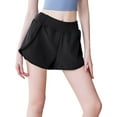 thumbnail image 2 of Women's Running Shorts with Liner Side Pockets, Elastic Workout Athletic Gym Yoga Shorts, 2 of 4