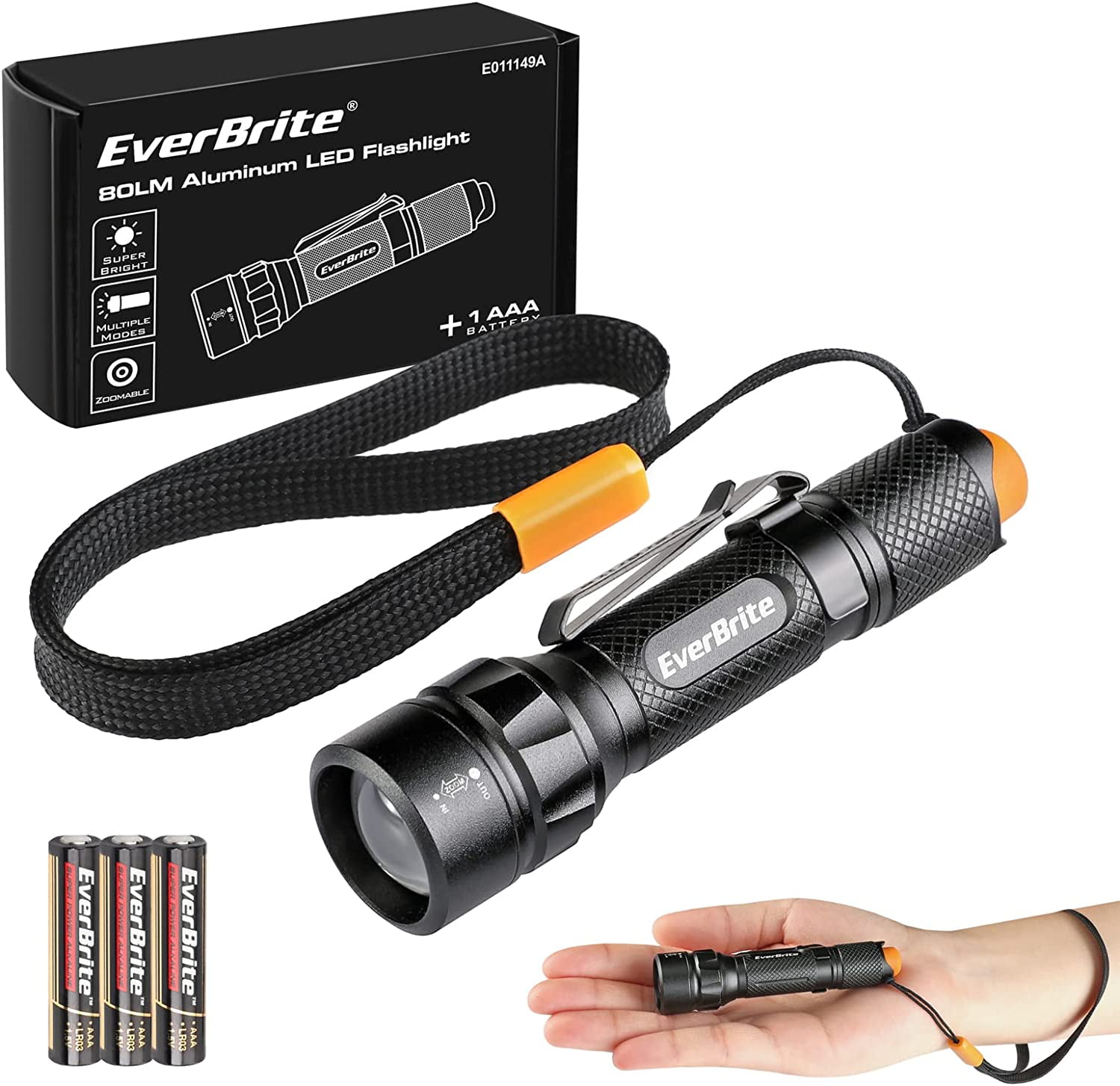 EverBrite Super Small Mini LED Flashlight, 3 Lighting Modes, 80Lumen