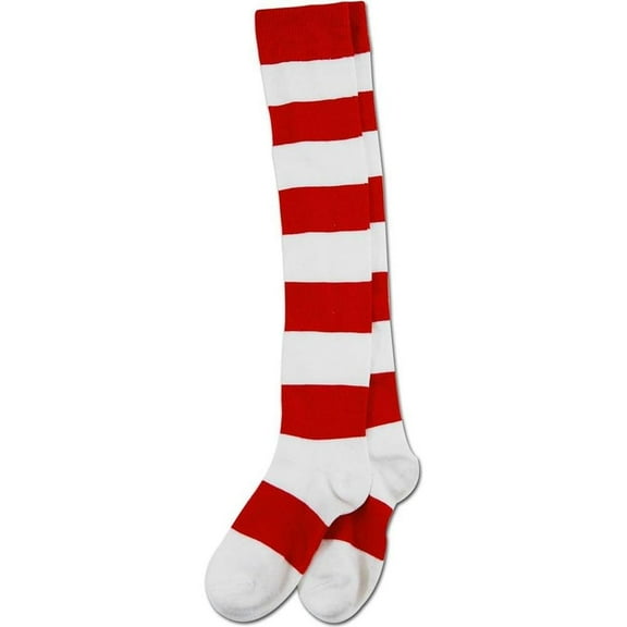 Elope Where's Waldo Wenda Deluxe Over the Knee Costume Socks Adult One Size Unisex