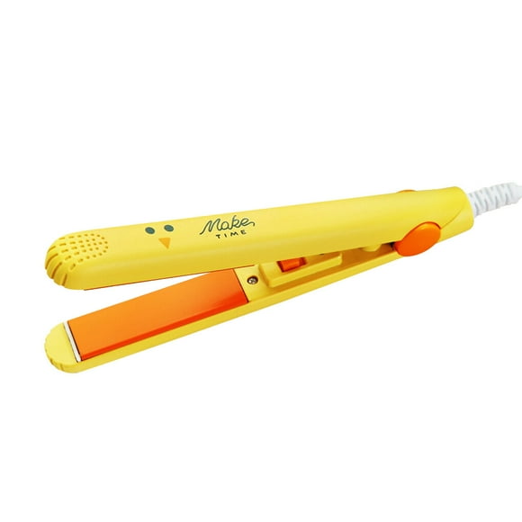 Hair Straightener Ceramic Heating Flat Hair Curler Portable Hairstyling Curling Iron, Yellow