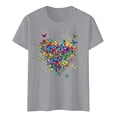 thumbnail image 4 of Graphic Tees for Women T-Shirts Women's Casual Fashion Letter Print Short Sleeve Round Neck Top Platform Competitor Gray L, 4 of 4