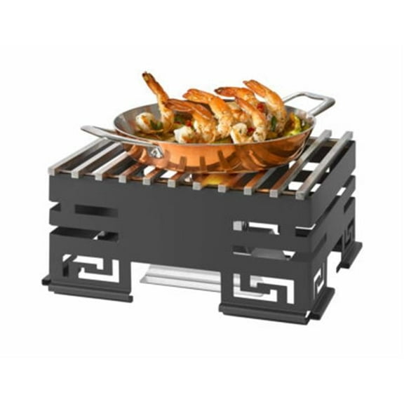 Rosseto SK041 Mini Chef Black Matte Warmer Kit-Track Grill, Burner Stand, 1 Fuel Holder & Stackable Frame