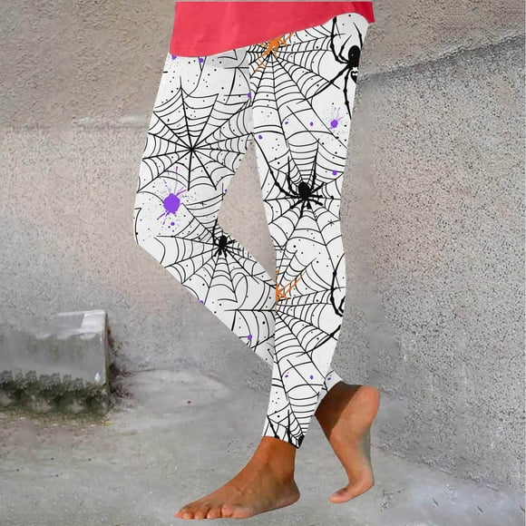 New Sweatpants Women Clearance Leisure Women's Fashion Halloween Spider Print Leggings with Yoga Sport Elastic Pants Butt Lifting High Waisted Women's Pants