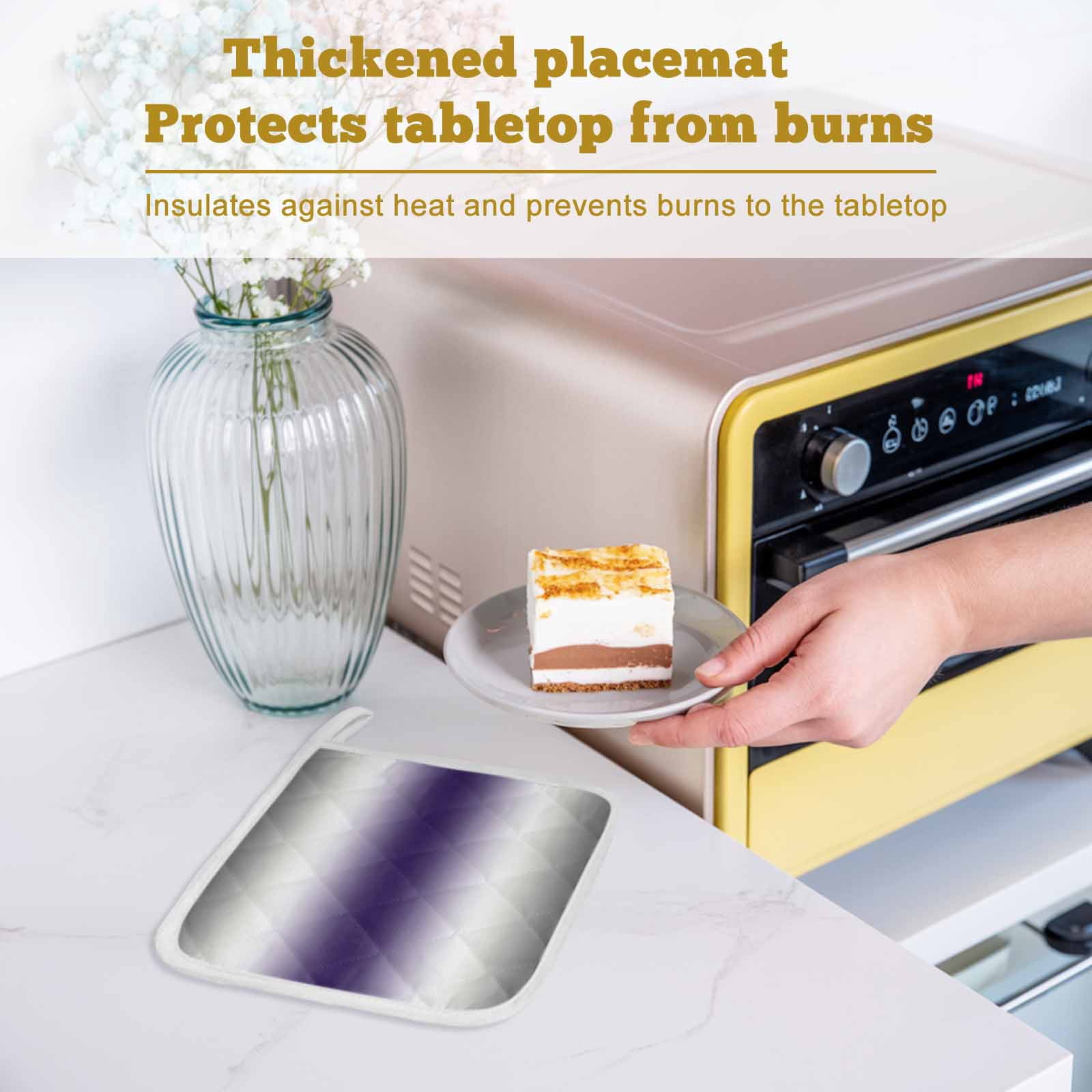Gray Purple Pot Holders for Kitchen Heatproof Potholder, 3 Pack Modern Gradient Geometric Hot Pads Multipurpose Oven Pads Cloth Potholders Trivet for Cooking Baking