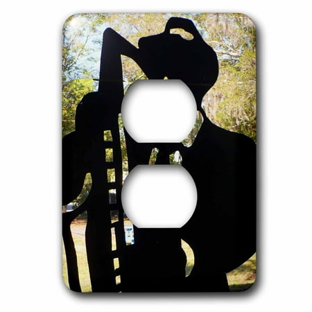 Black Horn Plug - 3dRose Black Silhouette Of Man n Horn I Call All About Jazz, 2 Plug Outlet Cover