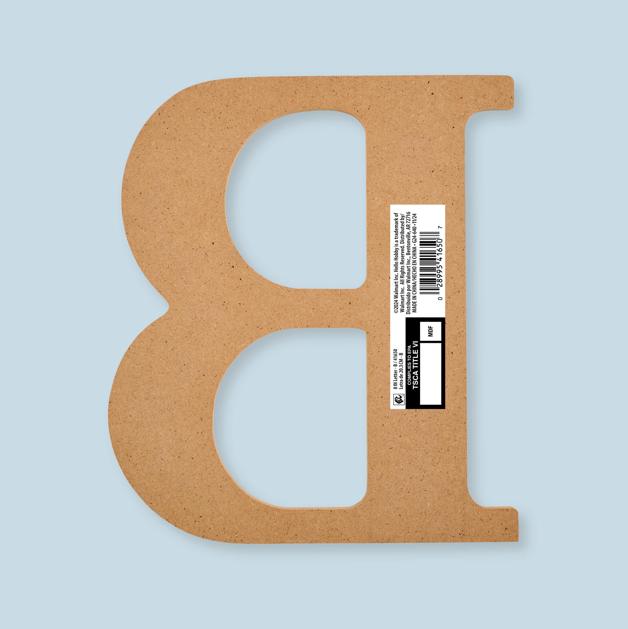 Plaid Unfinished Wood MDF 8" Letter for DIY Arts and Crafts, B