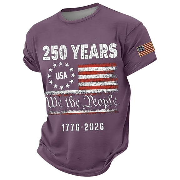 250 Anniversary USA Polo Shirt, 250 Anniversary USA Merchandise Printed Short Sleeve T-Shirt Purple Size XL