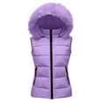 thumbnail image 2 of Womens Puffer Vest Sleeveless Zip Up Fitted Warm Cropped Outerwear with Fur Collar and Pockets Solid Color Casual Winter Outerwear, 2 of 8