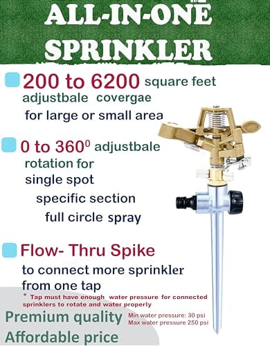 APT Metal Pulsating Sprinklers for Yard, Up to 6200 ft² (1 Pk)