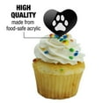 thumbnail image 3 of Paw Print Dog Cat White on Black Heart Love Cupcake Picks Toppers Decoration Set of 6, 3 of 6