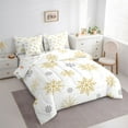 thumbnail image 3 of Manfei Gold Christmas Snowflake Bedding Comforter Set 7pcs, Kawaii Cute Cartoon Queen Bedding Sets, Teens Kids Boys Girls Reversible Queen Sheet Sets, Breathable Home Decor, 3 of 7