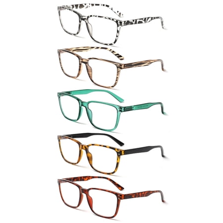 SUNVOES 5 Pack Blue Light Blocking Reading Glasses Fashion Stripe for Women Men
