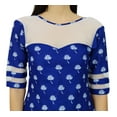 thumbnail image 6 of Bimba Womens Designer Blue Cotton Kurta Long Straight Kurti Classic Chic, 6 of 8