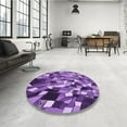 thumbnail image 4 of Ahgly Company Machine Washable Indoor Round Transitional Heliotrope Purple Area Rugs, 7' Round, 4 of 7