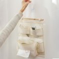 thumbnail image 5 of Bolsa de almacenamiento de pared para colgar | Organizador de tela de lino y algodón | Ahorro de espacio detrás de la puerta | Multi Bolsillo para Dormitorio, Adulto, Hogar, Oficina | Blanco | 13,97, 5 of 5