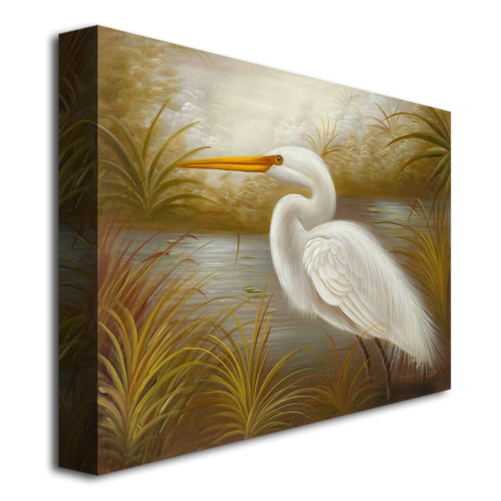 Trademark Fine Art "White Heron" Canvas Art