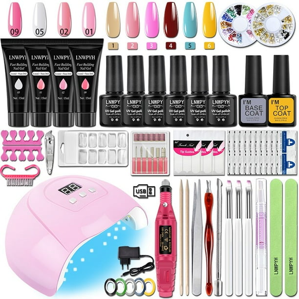 Juego de manicura para uñas, Set completo de esmaltes semipermanentes con lámpara UV