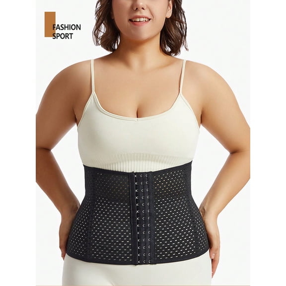 Waist Trainer for Women Corset Shapewear Tummy Control Body Shaper Front Buckle Breathable Waist Cincher Black