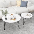 thumbnail image 6 of Nesting Table Set of 2,（27.56" Φ x 17.71" H & 19.68" Φ x 14.96" H） Round Nesting Coffee Table Set,White Marble Pattern Table Top with Tripod Legs(Marbled White), 6 of 14