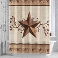 thumbnail image 3 of Western Texas Star Shower Curtain for Bathroom Decor, Vintage Rust Red Star Berry Beige Wood Grain Waterproof Fabric Shower Curtain, 54"x78" Set with 12 Hooks, 3 of 9