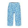 thumbnail image 4 of Bermuda Shorts for Women Knee Length Cotton Linen Wide Leg Summer Shorts High Waisted Loose Fit Casual Trousers Blue S, 4 of 5