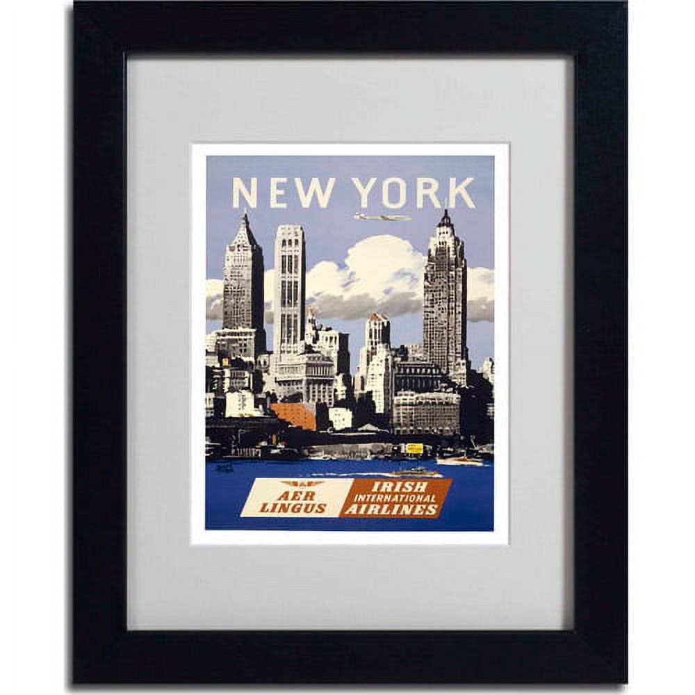 Trademark Fine Art "Trav NY Aer Lingus" Matted Framed Art by Vintage Apple Collection, Black Frame