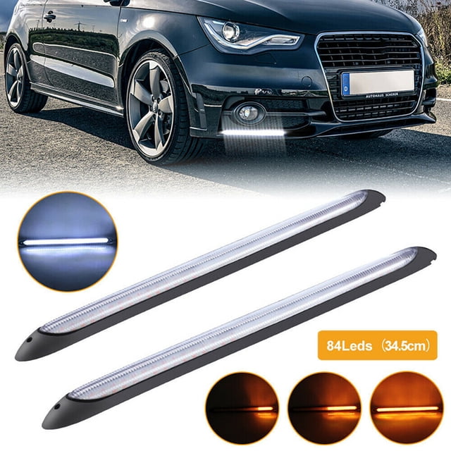 2 tiras de luces LED DRL para faros delanteros, luces de circulación diurna, lámpara de señal de giro secuencial, 34,5 cm JAMW Sencillez