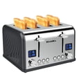 thumbnail image 1 of KITCHMIX Tostador de 4 rebanadas, acero inoxidable, temporizador LCD, ranuras extra anchas, visualización doble, bagel, pan, gris, 1 of 5