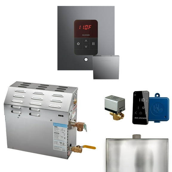Mr Steam MS 6kW (6000W) Steam Shower Generator Package w/square iTempo Control in Brilliant Black