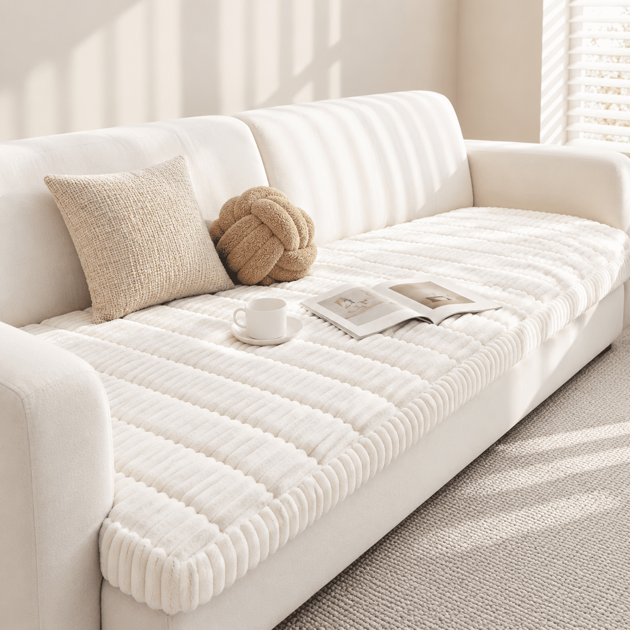 White 27.6X70.9 Non-Slip Washable Pet Friendly Sofa Couch Cover Protector