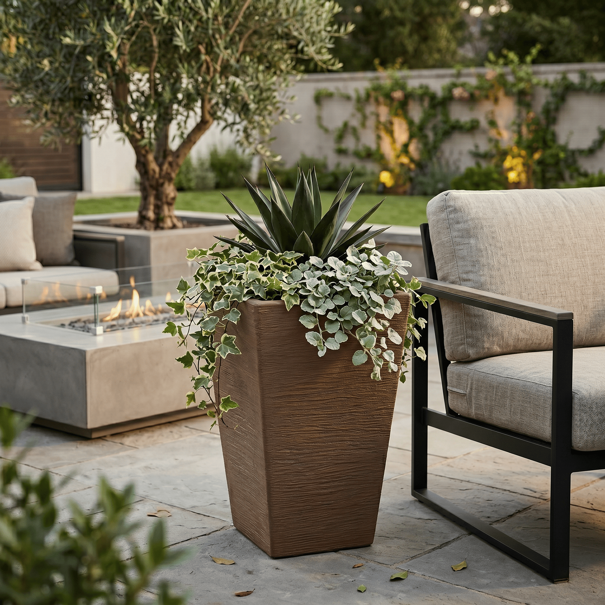 Ecobo 23.6 inches Eco-Friendly Rectangular Pot Planter, Elemento Indoor/Outdoor use, Durable, Versatile & Lightweight, Designed by Brazilian Artisans, Contemporary All-Weather Desgn - Brown