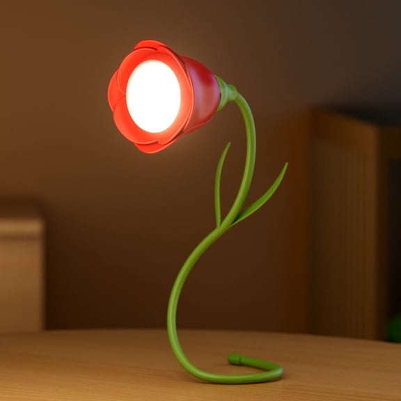 Rose Book Light for Reading USB Rechargeable Flower Lamp Bendabled Light with 3 Color Modes and Stepless Dimming for Reading at Night Gifts for Book Lovers(Red)