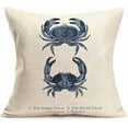 thumbnail image 4 of Ocean Nautical Theme Set of 4 Cotton Linen Marine Life Blue Seahorse Crab Coral Starfish Throw Pillow Cases Couch Sofa Home Decorative Cushion Cover 18"x18" (GQ002), 4 of 6