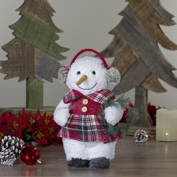 Northlight Plush Girl Snowman with Ear Muffs Christmas Figure - 9.5"