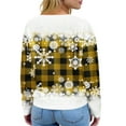 thumbnail image 7 of Women's Autumn Winter Snowflake Print Top Waffle Henry Shirt for Winter Themed Comfortable and Casual Shirts with Loose Knit,Yellow,2XL, 7 of 7