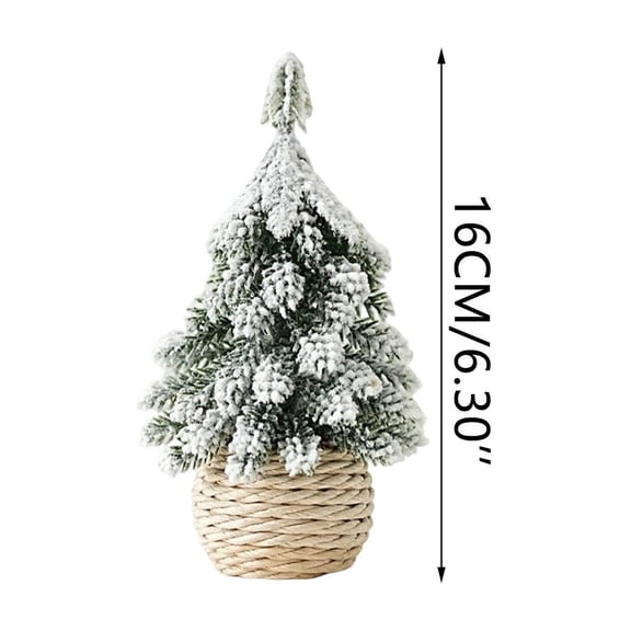 Virelaxpo Mini Flocked Snow-Covered Cedar Tabletop Christmas Tree - Realistic Snow Effect Holiday Decoration for Desk, Mantel, Shelf with Weighted Base, No Assembly Needed